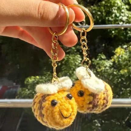 10/1PCS Crochet Bees DIY Handmade Knitted Keychain Keyring Crocheted Mini Bees Pendants Car Key Ring Handbag Charms Gifts