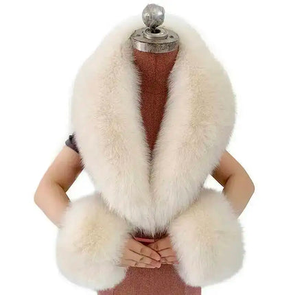 Winter Natural Fox Fur Scarf And Cuff Set Women Jacket Fur Collar Authentic Neck Warm Scarves Luxury Fluffy Fox Fur Shawl