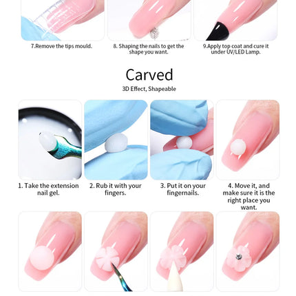 BORN PRETTY 15ml Clear Non Stick Hand Extension Gel 3D Shaping Sculpting Carving Nail Art Solid Hard Gel for Fake Nail