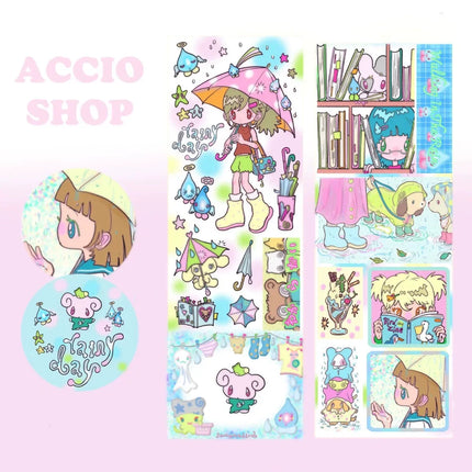 Cute Hand Drawn Anime Girl Stickers, Decorative Craft Material for Scrapbooking, Non-Roll Sticker Sheets