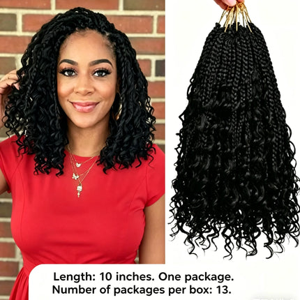 10-inch, 1-pack, 13 strands synthetic Bohemian curly hair is suitable for wedding and travel purposes.