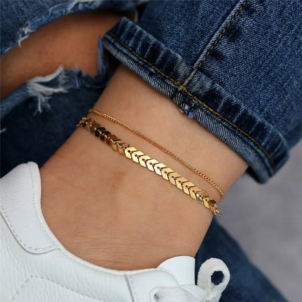 YOBEST Gold Color Chain Anklet For Women Summer Beach Foot Jewelry On The Leg Minimalist Anklets Female