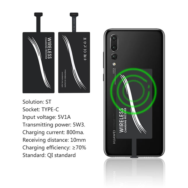 N89R Wireless Charger Type-C Universal Charging Receiver for Huawei P20 Pro P10 Plus Xiaomi Mi8 Mi6 for USB Type C