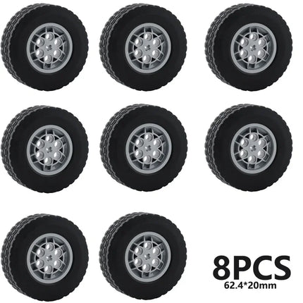2PCS/4PCS/8PCS 62.4*20mm Cars Wheels Moc Building Blocks Tires + Wheels Technology Bricks Modified DIY Assembled Model Toy Parts