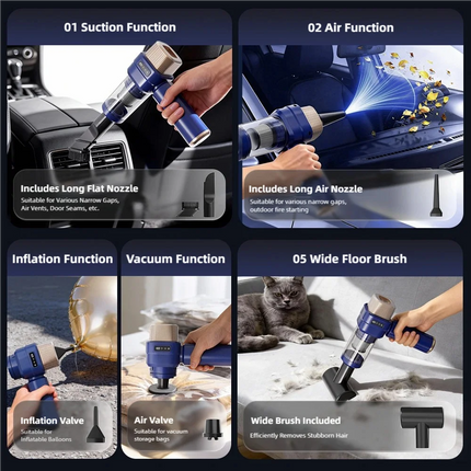 TINSOL 22000PA 3-in-1 Car Vacuum Cleaner Portable Handheld Car Cleaner Strong Suction Mini Wireless Handheld Vacuum Cleaner