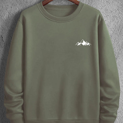 2025 Men's Oversized Urban Minimalist Mountain Premium Graphic Sweatshirt Trendy Casual Streetwear Top For Men