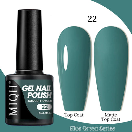 7ml Gel Polish, Blue Gel Nail Polish Fall Winter Colors Ice Blue Green Series Gel Polish Dark Blue Navy Blue Sparkle Soak Off UV