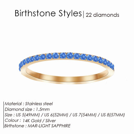 EManco Rhinestone Birthstone Stainless Steel Ring Luxury Jewelry Gift 12 Zodiac Sparkling Rings for Women Wholesale US5/6/7/8