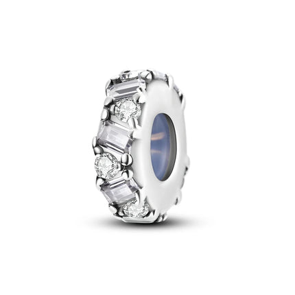 Charm Hot Sales 925 Sterling Silver Charms Beads CZ pave Round Clip Charms Fit Original Bracelet Necklace Charms Jewelry Gift
