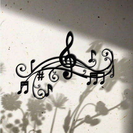 Art Deco Iron Wall Art, Musical Notes Wall Sculpture Indoor Outdoor Decor, 15.74x10.87 Inch Durable Gift