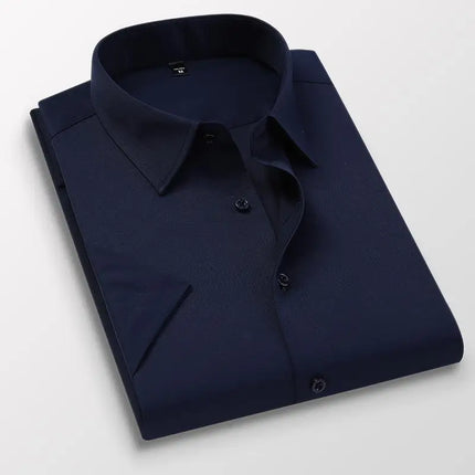 Men's Slim Fit Long Sleeve White Shirt Wedding Groomsmen Business Formal Korean Style Polyester Fiber Non-Iron Treatment