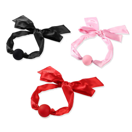 3 Colors Sm Sexy Satin Eye Mask Silicone Mouth Ball Dual-Use Solid Mouth Gag Training Sex Tool Sex Toys For Couples Women Men ﻿