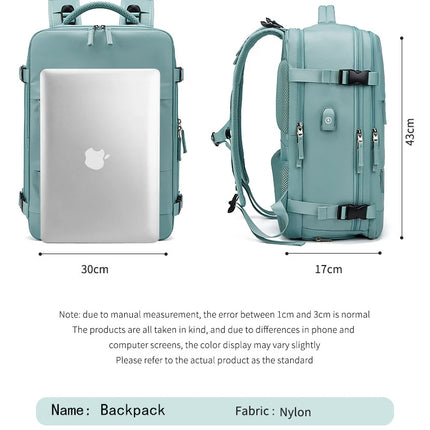 Buylor Women's Travel Backpack 16inch Large Capacity Multi-Function Suitcase USB Charging Schoolbag Short Distance Luggage Bag