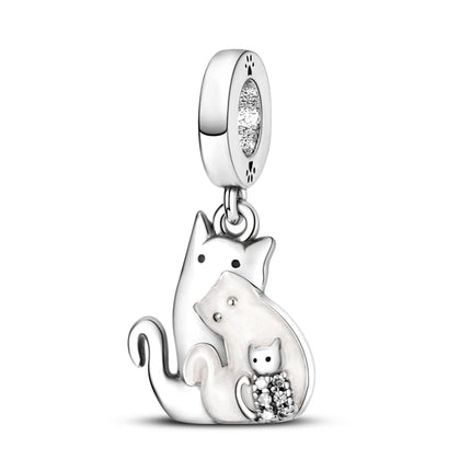 Charms 925 Sterling Silver Cute Cat Collection Charms Beads Paw Print Pendant Beads Fit Original DIY Bracelet Gift Women Jewelry