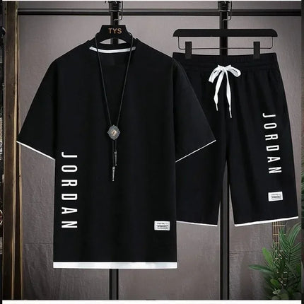 Stylish casual T-shirt + Shorts set Men's sports set Loose comfortable low Run 2025 men's summer Waffle suit