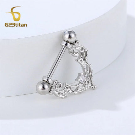 2pcs Silver Color Zircon Nipple Rings Allergy-free 14G 16mm Titanium Straight Barbell Piercing Sexy Beach Jewelry Woman Ornament