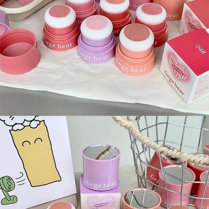 Gege Bear Puffy blush, naturally looking young, Korean style brightening and energetic, natural makeup application