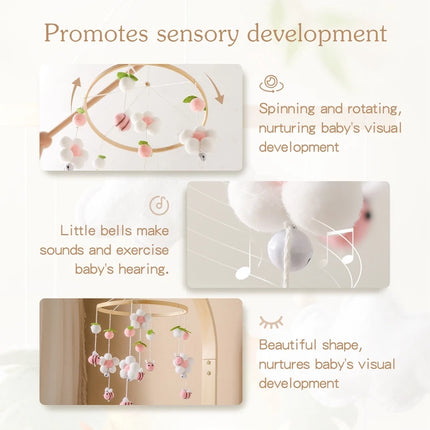Baby Crib Bed Bell Rattle Toy 0-12 Months Wooden Mobile Cartoon Bee Bed Bell Hanging Toy Holder Bracket Infant Crib Bracket Gift