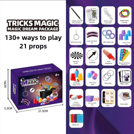 Magic Kit Magician Costume Beginner Magic Tricks Learning Set Educational Toys for Children Christmas Birthday Gifts