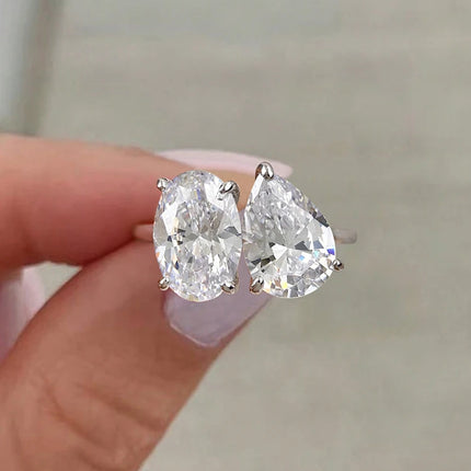 925 Sterling Silver Simple Classic Zircon Pear Shaped Oval Ring For Women Engagement Wedding Luxury High Quality Fine Jewelry