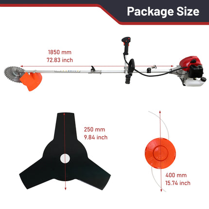 52cc 2-Stroke Gasoline Lawn Mower Gas String Trimmer 3-in-1 Adjustable Handheld Weed Eater with 4 Detachable Trimmer Heads