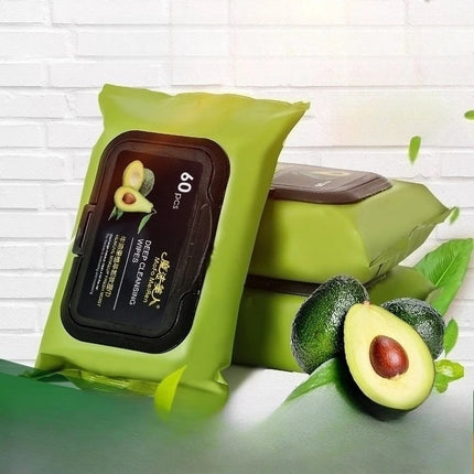 1pcs Avocado Makeup Remover Wet Wipes for Deep and Gentle Cleansing of The Face Portable No Wash Makeup Remover Wipes