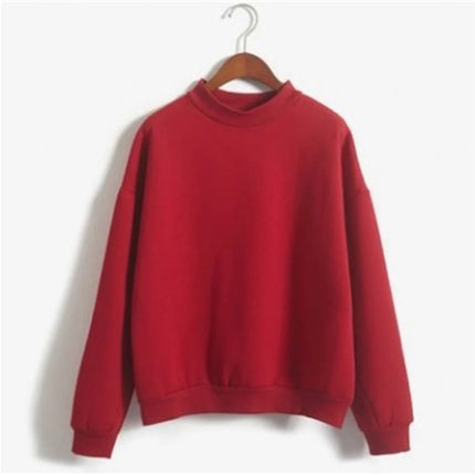 Women O Neck Solid Color Turtleneck Long Sleeve Velvet Sweatshirt Cotton Lightweight And Breathable Workout Pullover Cozy Wear
