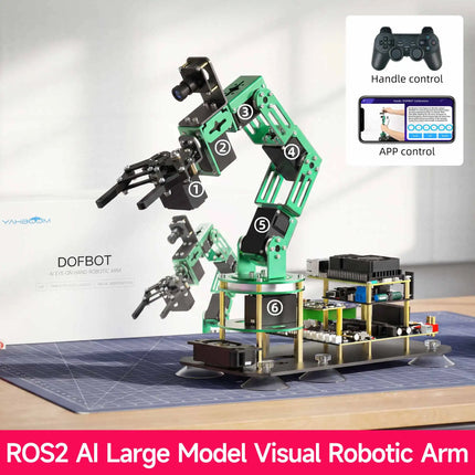 Yahboom DOFBOT AI Large Model Vision Robotic Arm Kit ROS2 Robot for RaspberryPi 5 Adopt Python Programming Object Recognition