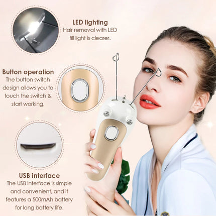 Electric Threading Epilator Women Painless Facial Body Hair Remover Cotton Thread Portable for Face Leg Arm Body Free Shipping
