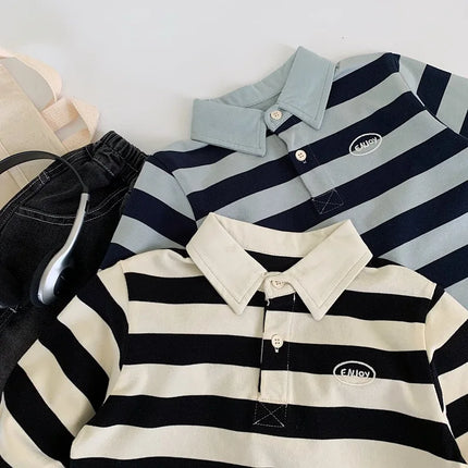 Kids Polo Shirts 2025 Autumn Spring Polo Shirt for Boys Stripe Children Long Sleeve Tees Toddler Tops Baby Outfits Clothing 1-6T