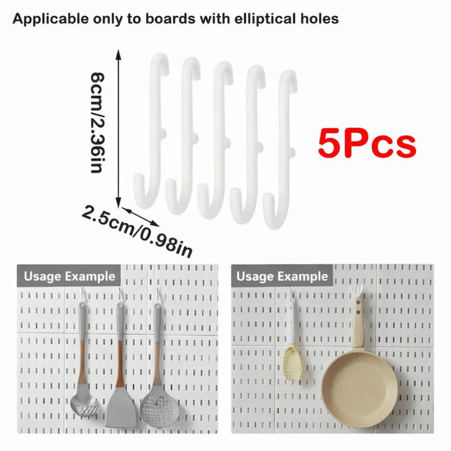 Wall-Mounted Storage Board with Hooks DIY Pegboard Space-Saving Storage Organizer Board for Kitchen Bedroom Bathroom Study Room