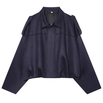 HXAO Women's Bomber Jacket Lapel Long Sleeve Zipper Suede Jacket Women 2025 High Street Cropped Racing Jackets Coats Outerwears