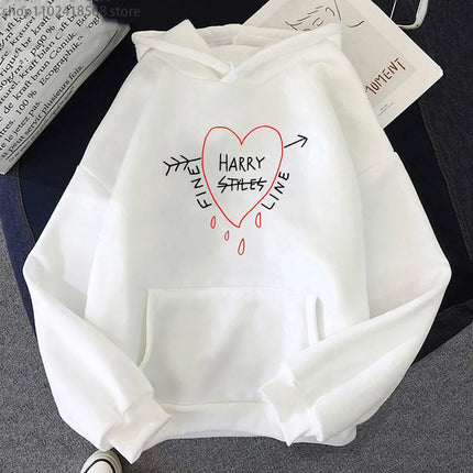 Happy Fine Line Print Hoodies Harry Styles Treat People Kindness Fashionable Sweatshirts Women's Top Clothing Y2k Pullover
