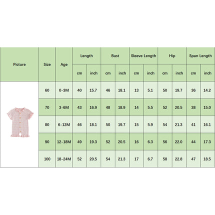 FOCUSNORM 0-24M Lovely Baby Girls Boys Summer Knit Romper Ruffle Trim Short Sleeve Button-up Jumpsuit Newborn Bodysuit