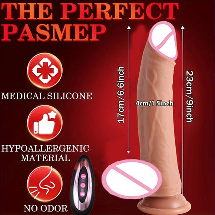 Dildo Realistic Thrusting Vibrating Dildo With Licking And Telescopic Function Ultimate G-Spot And Anal Stimulation Sex Toys 18+