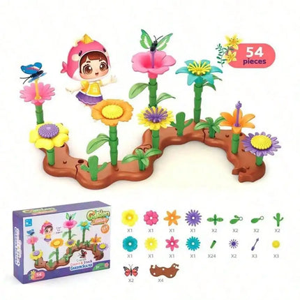 Flower Garden Building Toys, Educational STEM Toy And Garden Play Set, Flower Stacking Toys