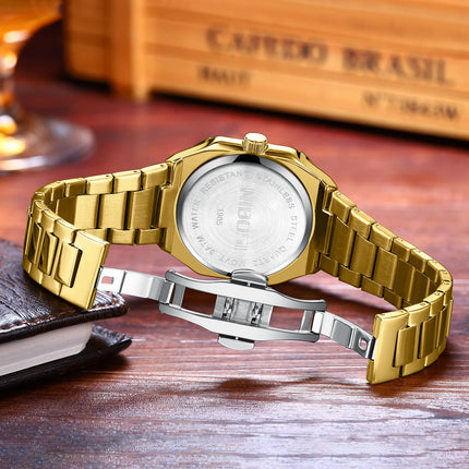 NIBOSI Luxury Square Fashion Men's Wristwatch Waterproof Luminous Date Week Quartz Men's Watches Stainless Steel Men's Watch Reloj