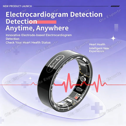 2026 ECG Detection Smart Ring Blood Pressure,Heart Rate,Body Temperature Monitor,Waterproof Multiple Sport Track Men Women Rings