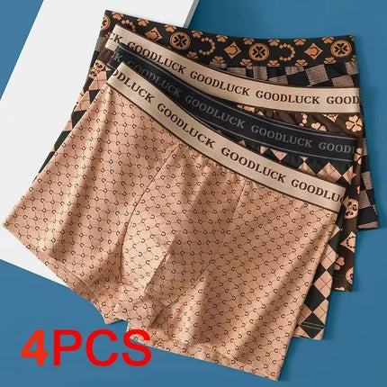 4PCS Luxury Underwear Men Boxer Breathable Soft Men's Boxer Briefs Sporty Boxers Men's Square Panties Shorts Sexy Underwear
