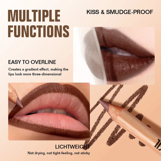This matte, waterproof lip liner is long-lasting and non-fading, easy to apply, and perfect for beginners.