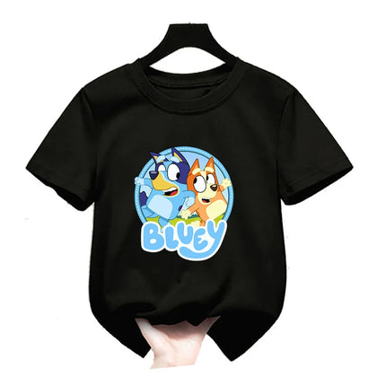 Bluey Girls T-shirt Kids' Clothing Summer Printed Cartoon Tees Short Sleeve Kids' Cotton Outfits Tops