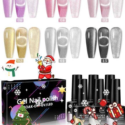 VOKY 6-piece Cat Eye Liquid Nail Polish Set - Suitable for nail decoration in home salons.