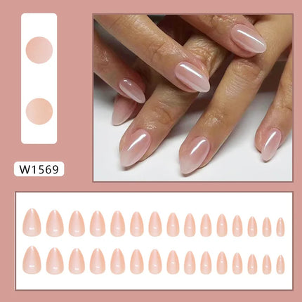 Thousands Stars 24 Pcs Press on Nails Pink Nail Polish Glossy Artificial Finger Manicure Reusable False Nails for Women