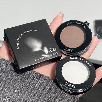 3D Nose Shadow Matte Cement Gray White Face Contouring Press Powder Natural Brightening Highlighter Face Bronzer Contour Makeup