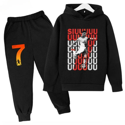 Spring Autumn Cr7 Ronaldo 3-12Y Children's Set Hoodie+Pants Suit 2-piece Set Boys Girls Casual Kids Tracksuits