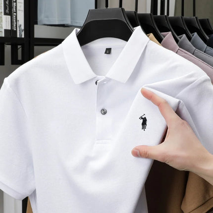 100% pure cotton men's breathable short-sleeved T-shirt, luxury brand embroidered loose casual summer fashion business Paul polo