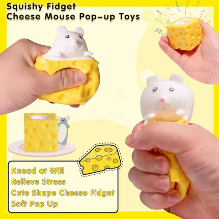Pop Up Funny Mouse And Cheese Block Squeeze Anti Stress Toy Hide And Seek Figures Stress Relief Fidget Toys For Kids Adults