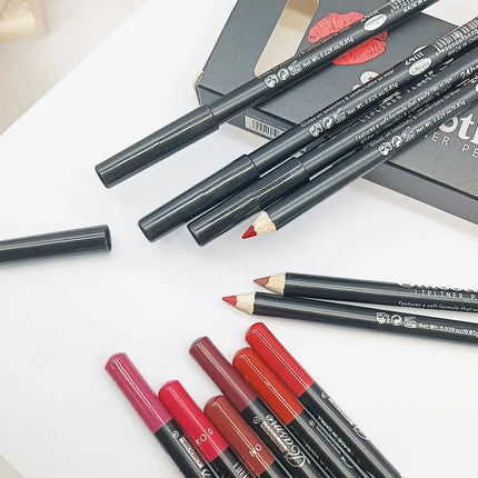 12 Color Nude Matte Lipstick Pencil Long-lasting Waterproof Lip Pencil High Pigmented Lip Liner Lips Makeup Tool Lip Contouring