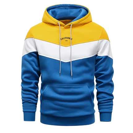 2026 Men's Tracksuit Casual Tri Color Splice Sweatshirt Outdoor Sports Jogging Man Clothing Autumn Winter Single Hoodies Pants