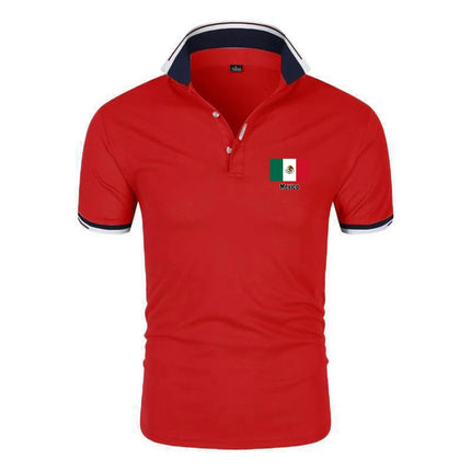 2026 Mexico Flag Summer New Men's Football Team Print Six-color Polo Shirt Casual Regular Fashion Lapel Tops Short Sleeve